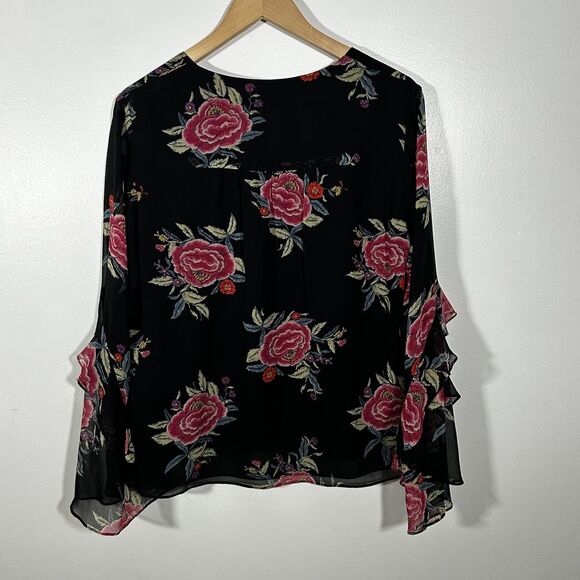 Anthropologie Nanette Lepore Margarita Blouse 100% Silk Size Medium Floral - Picture 9 of 10